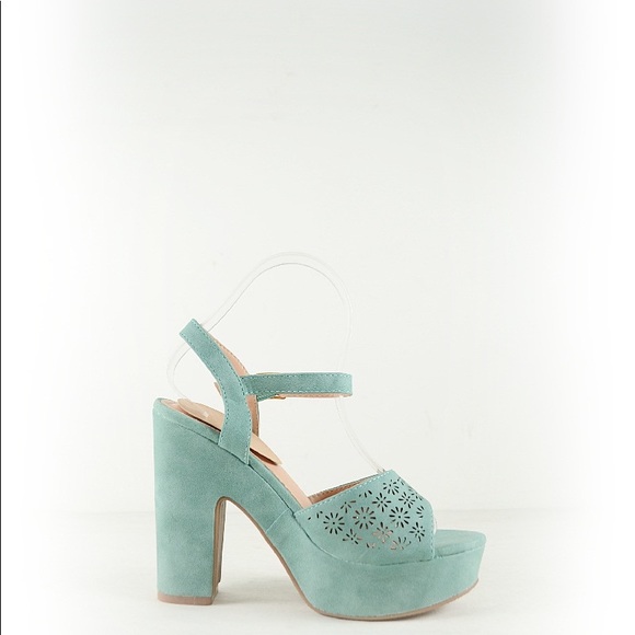 Bella Marie Shoes - Block Heel Platform Vegan Suede Sandal